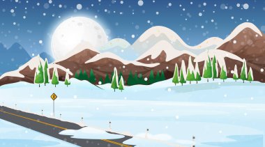 Yolda karlı bir sahne.