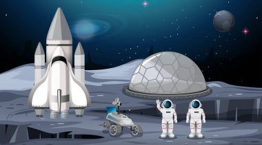 Roket ve astronot sahnesi