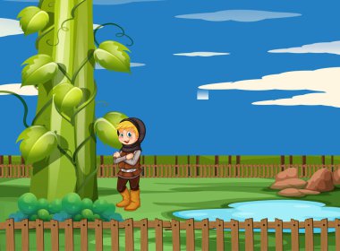 Dev fasulye sırığı ve avcı sahnesi