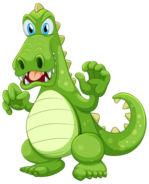 Green crocodile on white background — Stock Vector