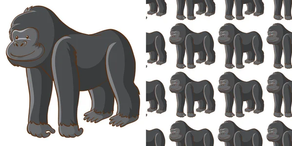 Nahtloses Hintergrunddesign mit niedlichem Gorilla — Stockvektor