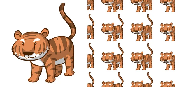Naadloze achtergrond ontwerp met leuke tijger — Stockvector
