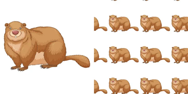 Seamless background design with fat beaver — 스톡 벡터