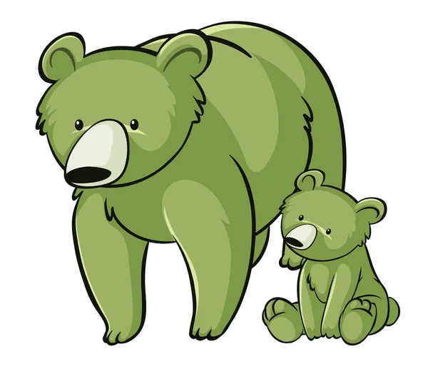 Groene grizzly beren op witte achtergrond — Stockvector