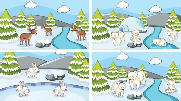 Escenas de fondo de animales en la naturaleza — Vector de stock