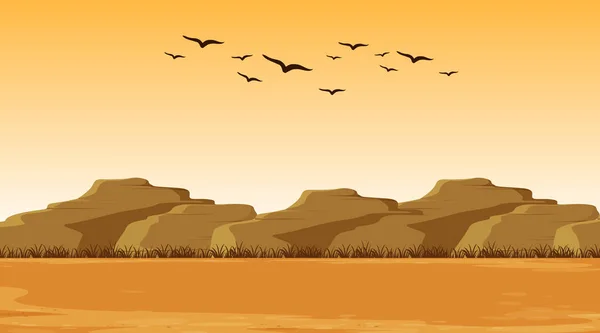 Background scene with dry land and hills — Stock Vector