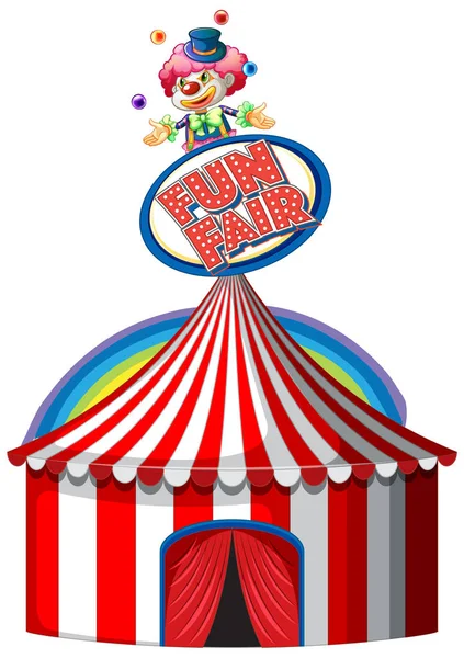 Cirkus tält med skylt på toppen och regnbåge i bakgrunden — Stock vektor