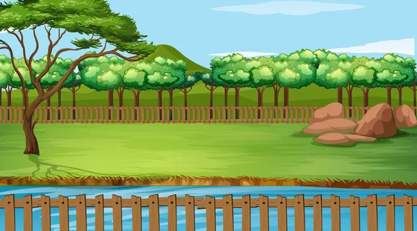Achtergrond scène met groen gras in het park — Stockvector