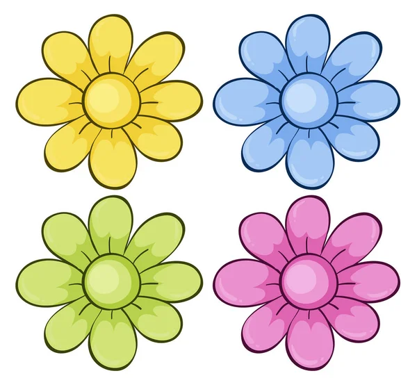 Ensemble isolé de fleurs — Image vectorielle
