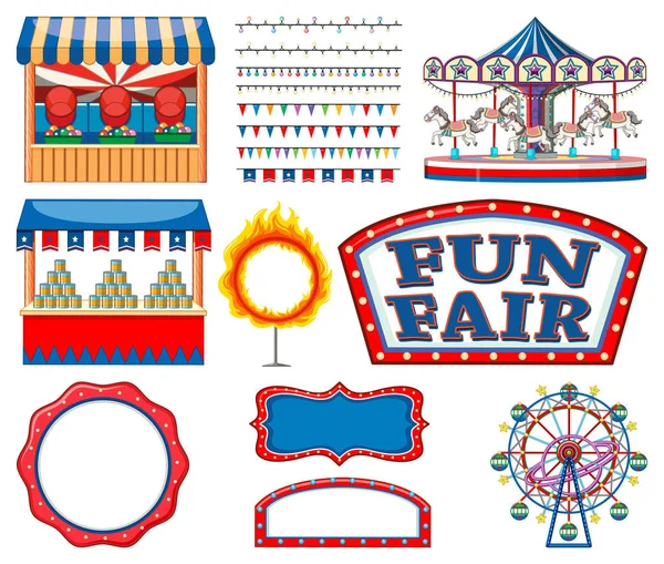 Set of circus items on white background — 스톡 벡터