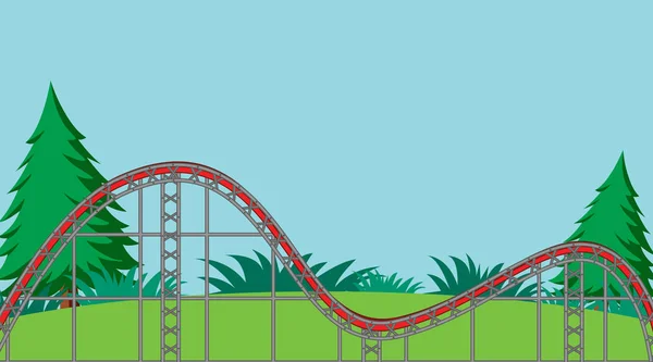 Achtergrond scène met emptry achtbaan in het park — Stockvector