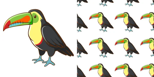 Bezešvé pozadí design s roztomilým toucan — Stockový vektor