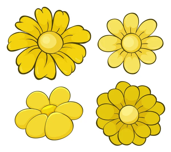 Enstaka uppsättning blommor i gult — Stock vektor