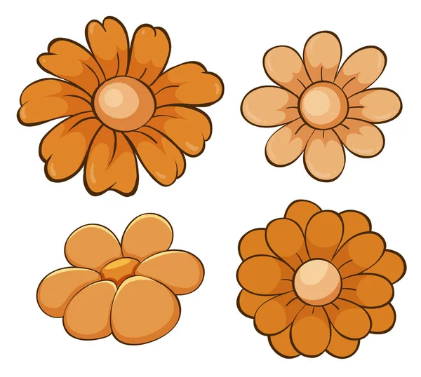 Isolated set of flowers in orange — 스톡 벡터