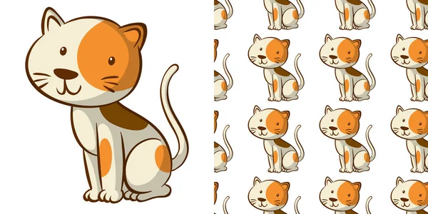 Бесшовный дизайн фона с милым котом — стоковый вектор