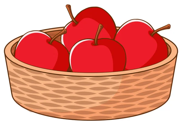 Panier de pommes rouges sur fond blanc — Image vectorielle