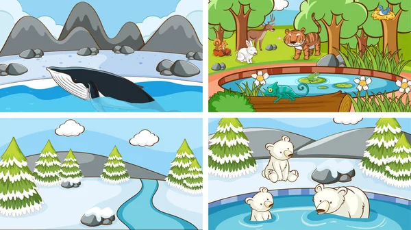 Background scenes of animals in the wild — 스톡 벡터