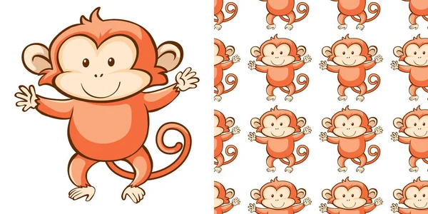 Απρόσκοπτη σχεδίαση φόντου με χαριτωμένο πίθηκο — Διανυσματικό Αρχείο