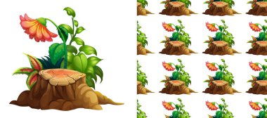 Ahşap üzerinde çiçekler olan kusursuz bir arkaplan tasarımı