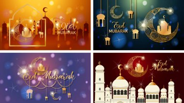 Mübarek Müslüman Festivali için dört arka plan tasarımı