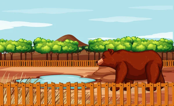Scène avec grizzli dans le zoo — Image vectorielle