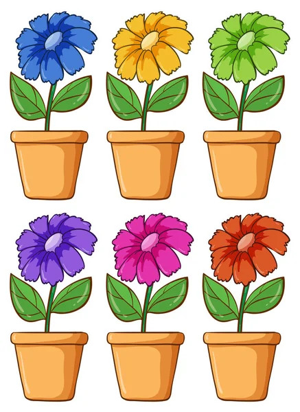 Conjunto aislado de flores en diferentes colores — Archivo Imágenes Vectoriales