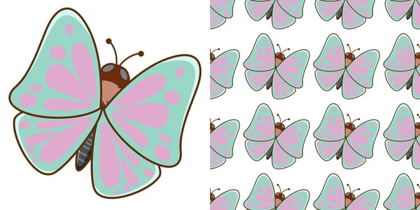 Seamless background design with beautiful butterfly — 스톡 벡터