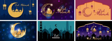 Mübarek Müslüman Festivali için altı arka plan tasarımı