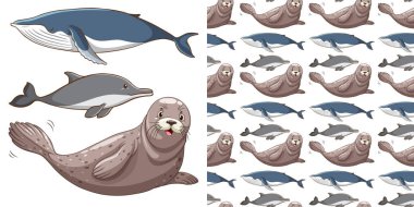 Deniz hayvanları ile sorunsuz arka plan tasarım