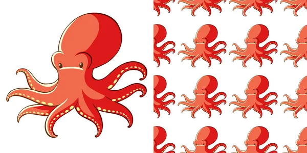 Seamless background design with octopus — Stok Vektör