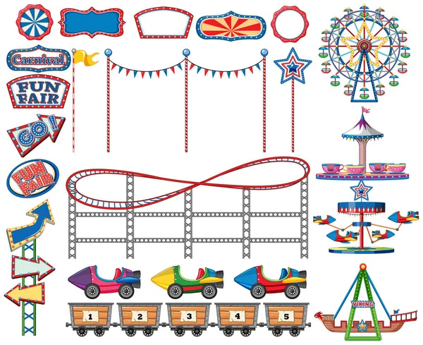 Set of circus items on white background — 스톡 벡터