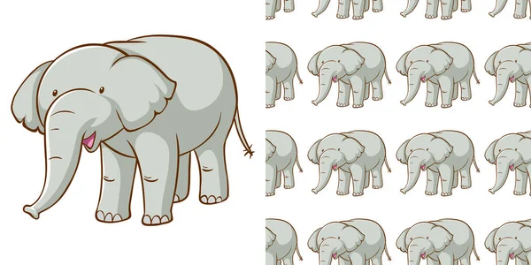 Design de fundo sem costura com elefante cinza — Vetor de Stock