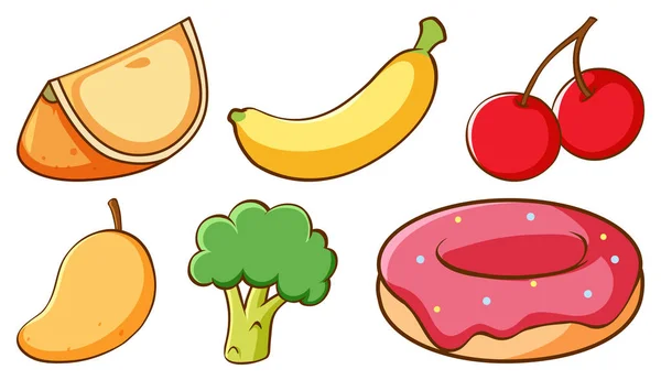Set of many kinds of fruits and sweets — Stock Vector