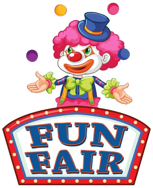 Podpisz szablon zabawy fair z błaznami żonglerki klaunów — Wektor stockowy
