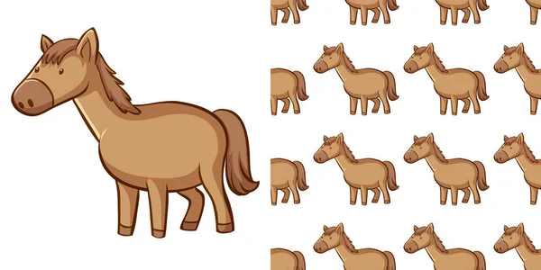 ブラウンの馬とシームレスな背景デザイン — ストックベクタ