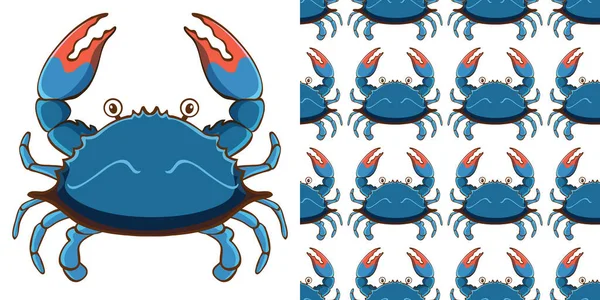 Conception de fond sans couture avec crabe bleu — Image vectorielle