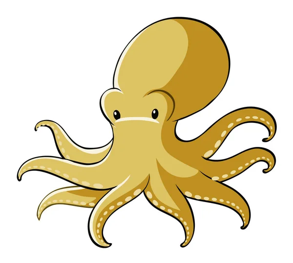 Yellow octopus on white background — Stock Vector