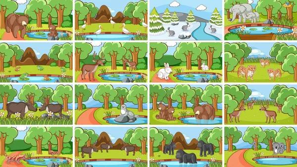 Background scenes of animals in the wild — 스톡 벡터