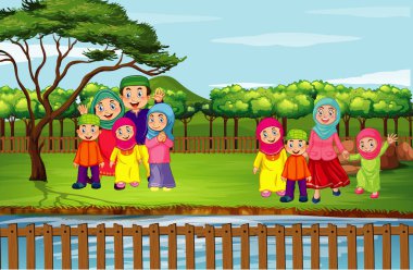 Parkta bir sürü insan var.