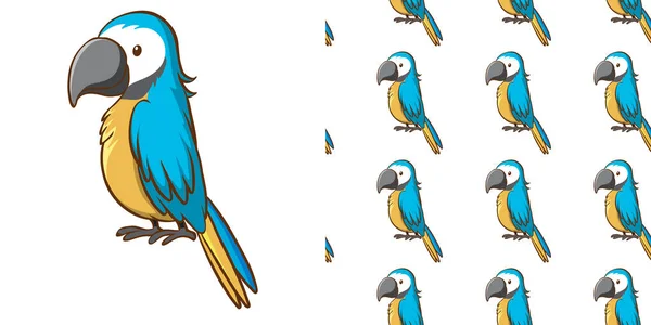Bezešvé pozadí design s modrým papouškem — Stockový vektor