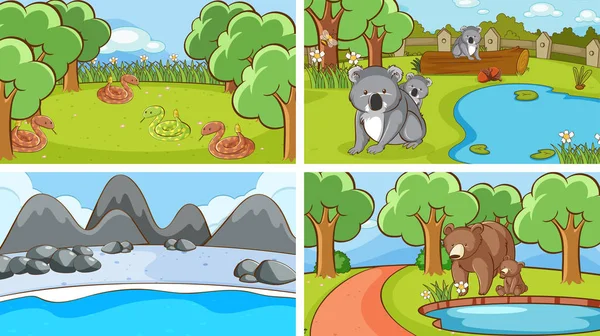 Escenas de fondo de animales en la naturaleza — Vector de stock