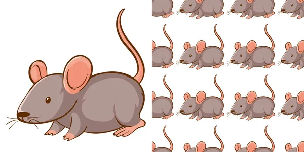 Seamless background design with gray rat — Stock Vector