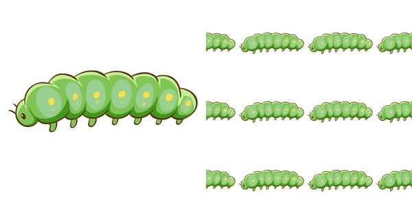 녹색 애벌레와 함께 매끈 한 배경 무늬 — 스톡 벡터