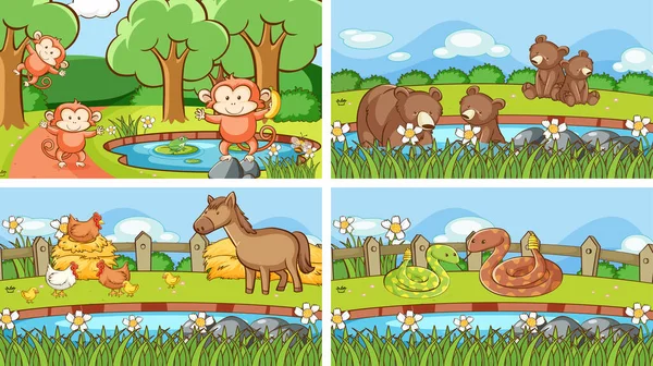 Background scenes of animals in the wild — 스톡 벡터