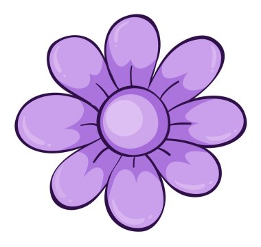 Mor çizimde tek bir çiçek