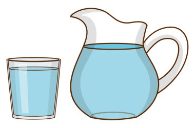 Kavanozda taze su ve beyaz arkaplanda cam çizimi