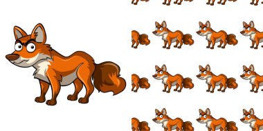 Vahşi tilki illüstrasyonlu kusursuz arkaplan tasarımı