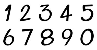 Beyaz arkaplan illüstrasyonunda bir numaradan sıfıra yazı tipi tasarımı