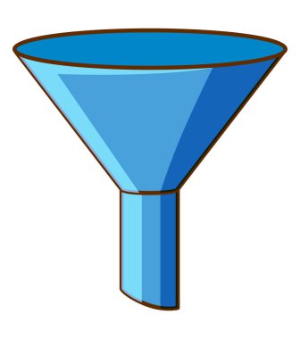 Beyaz arkaplan illüstrasyonunda bir mavi huni