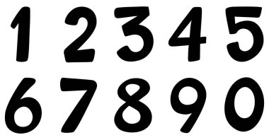 Beyaz arkaplan illüstrasyonunda bir numaradan sıfıra yazı tipi tasarımı